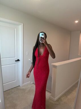 Oh Polly | Dresses | Oh Polly Anley Embellished Halter Neck Ruffle Maxi  Dress In Red | Poshmark
